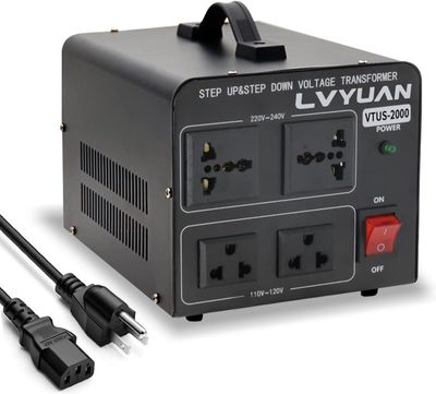 2000W Voltage Converter Transformer Step Up-Down 110V / 220V Power Converter Dual Outlet