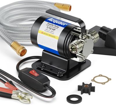 12V Water Transfer Pump Portable Utility Pump With On/Off Switch, Suction &amp; Hose Kit For RV &amp; Pool