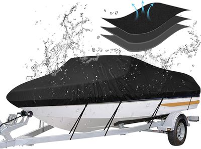 14ft-16ft Long and 68" Wide Heavy Duty Trailerable Waterproof Boat Cover for V Hull &amp; Bass Boats