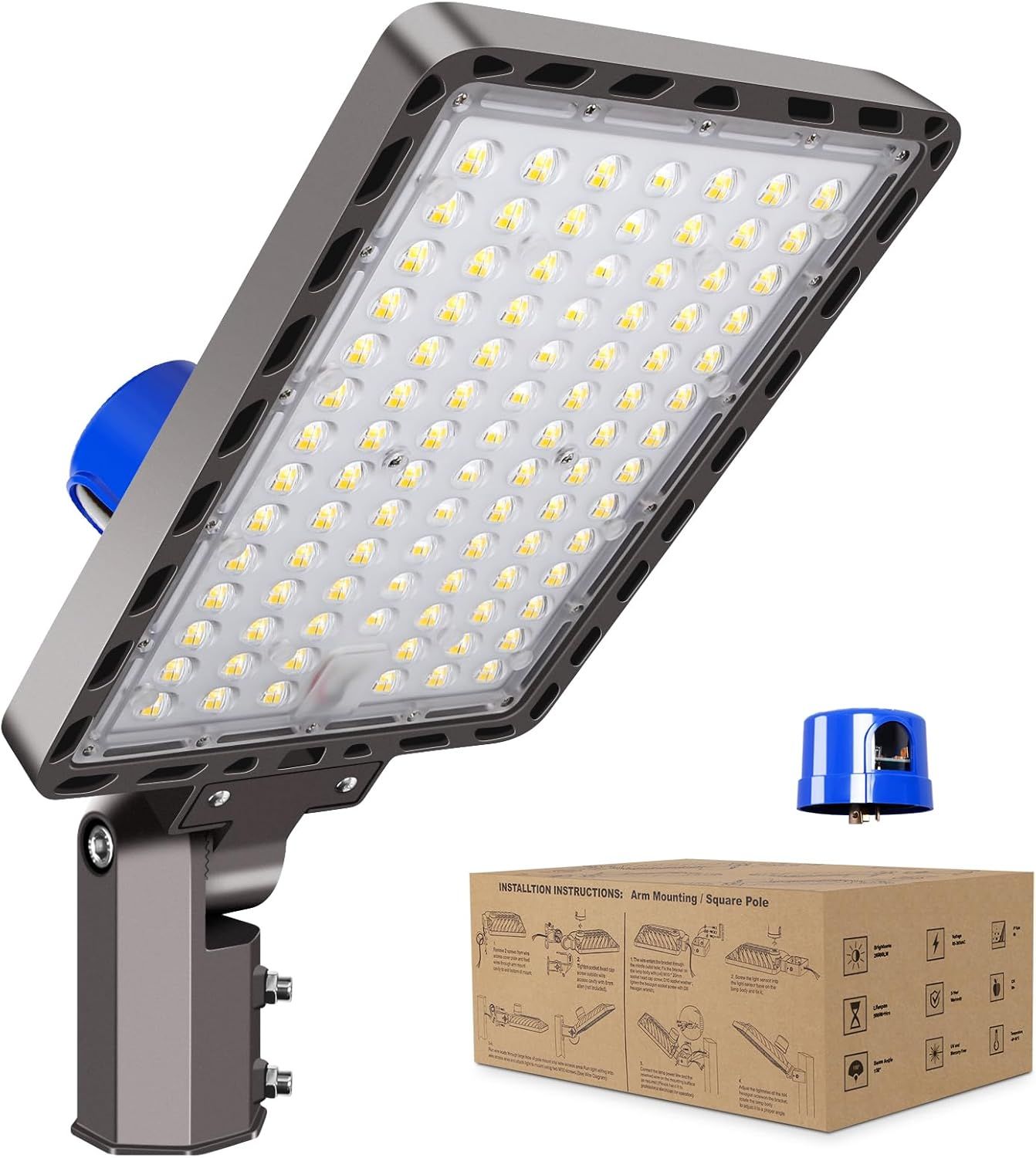 240W LED Parking Lot Commercial Light 36000LM Dusk Dawn Shoebox Pole Light Waterproof