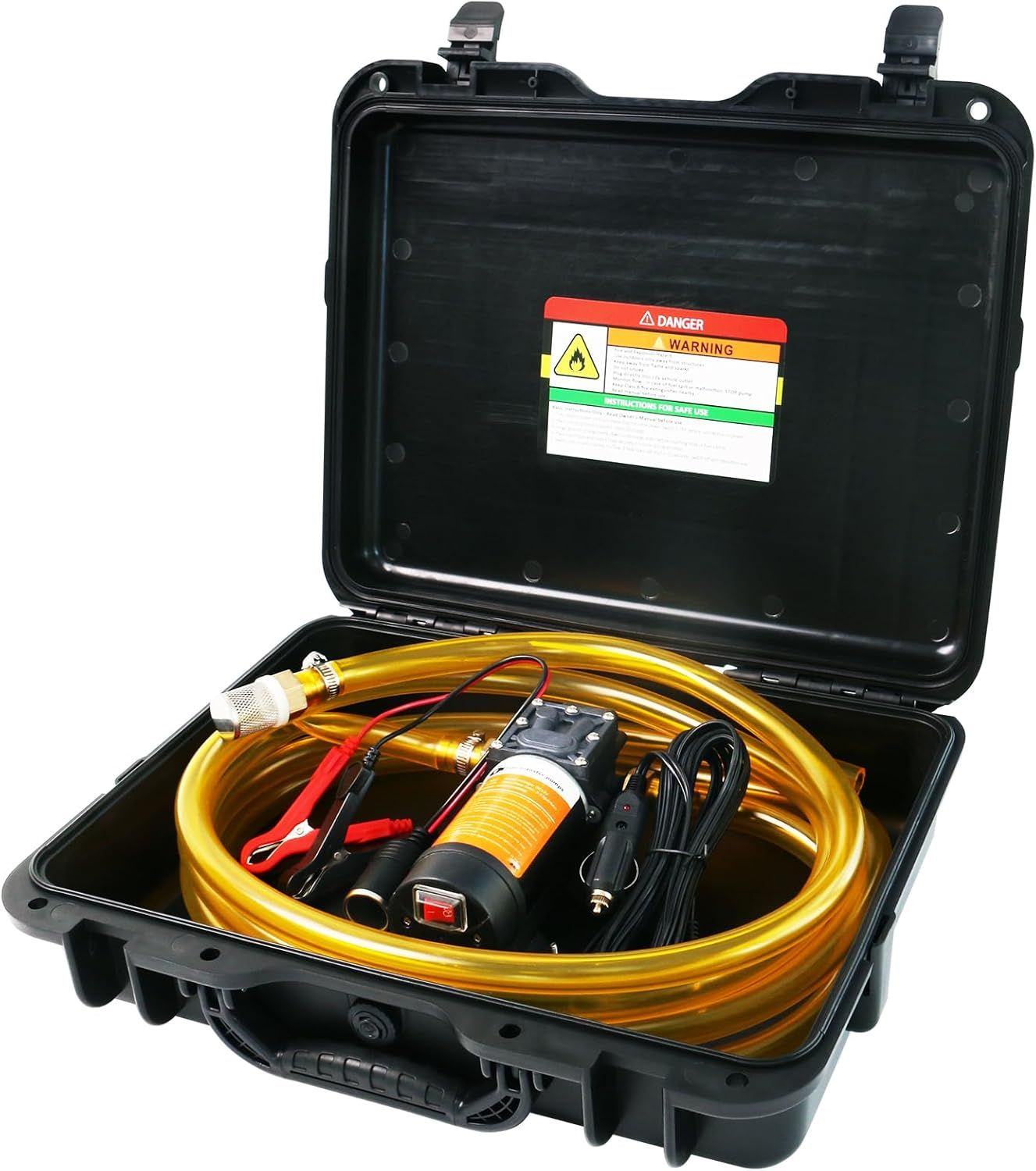 12V Fuel Transfer Pump 120GPH Gas Diesel Pump Cigarette Plug Carrying Case