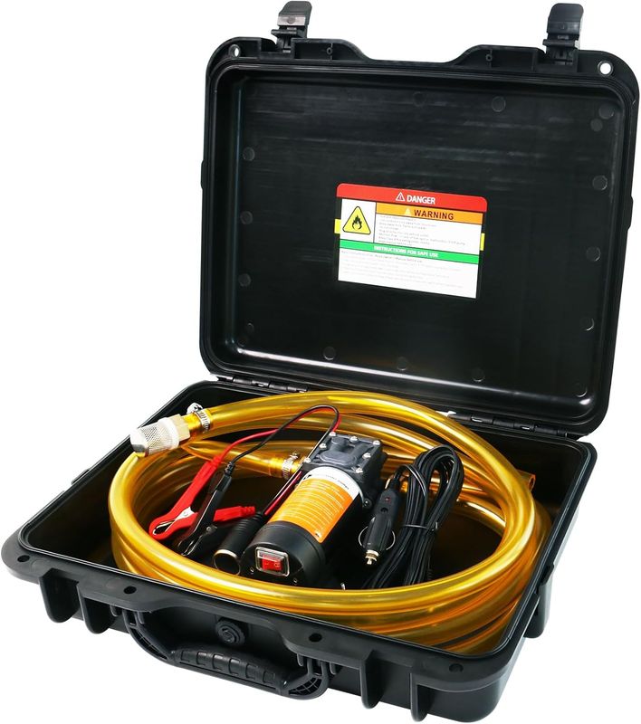 12V Fuel Transfer Pump 120GPH Gas Diesel Pump Cigarette Plug Carrying Case