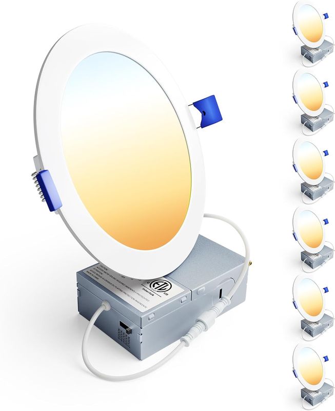 6 Inch LED Recessed Ceiling Light 12W Dimmable 2700K-5000K 6 Pack