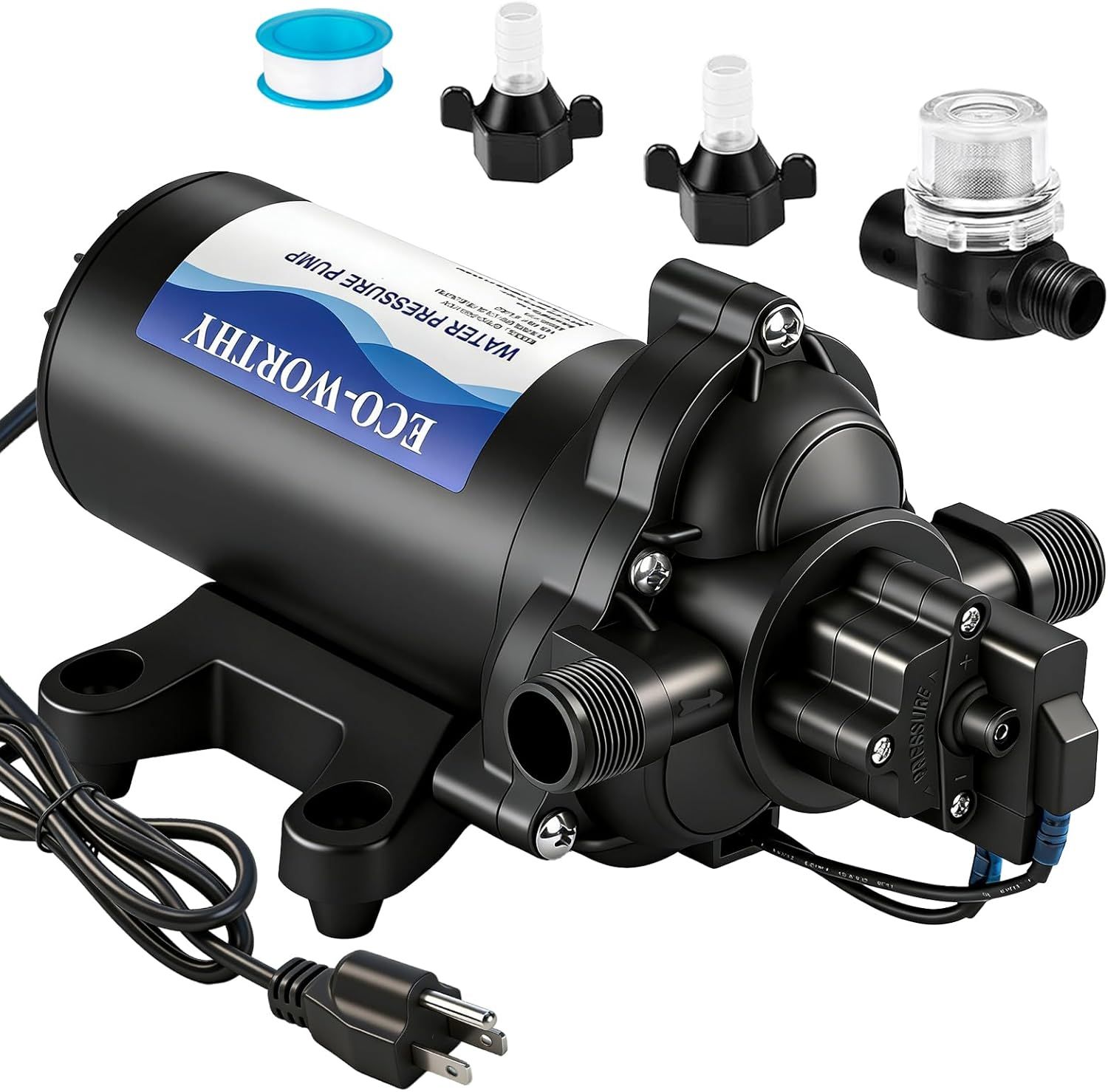 RV Water Pressure Pump 110V AC 4.0GPM Self Priming Fresh Water System for RV, Marine &amp; Camper Pump
