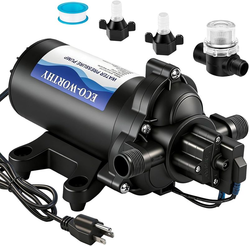 RV Water Pressure Pump 110V AC 4.0GPM Self Priming Fresh Water System for RV, Marine &amp; Camper Pump