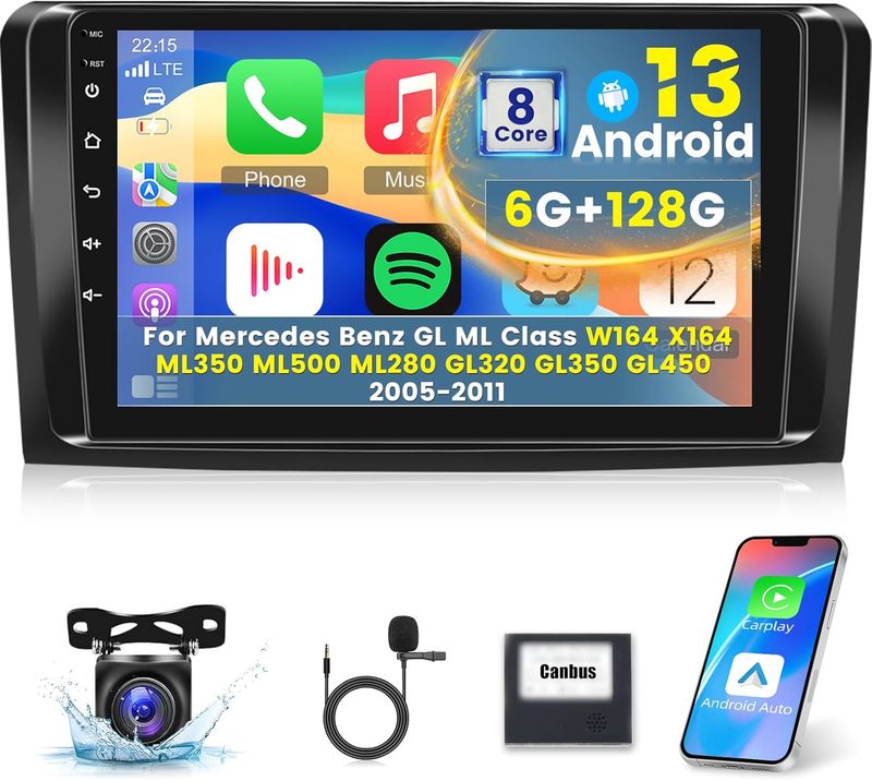 Mercedes Benz GL350 GL450 2005-2011 GPS Stereo Screen 9 Inch with Carplay &amp; Backup Camera