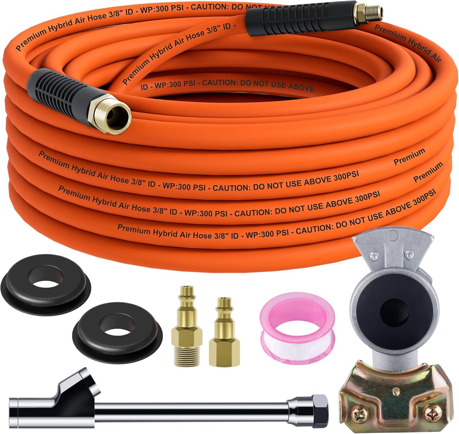 Commercial Semi Truck Tire Inflator Kit with 50FT Air Hose Dual Foot Chuck  &amp; Air Plug with 350 PSI