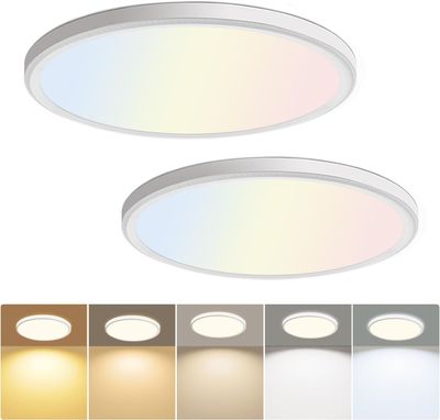 2 Pack 12 Inch LED Flush Mount Ceiling Lights 5CCT Adjustable 3200 Lumens