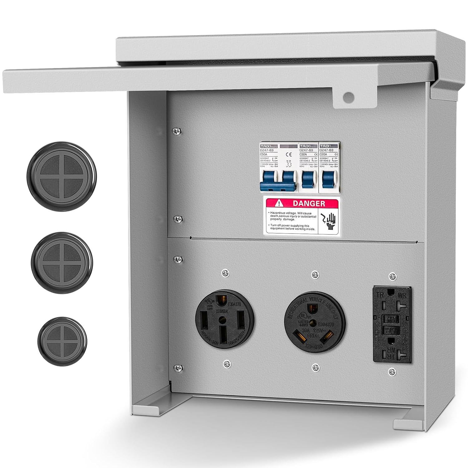 RV Power Outlet Panel 50 30 20 Amp Weatherproof Electrical Box