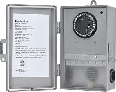 Pool Pump Timer 24 Hour Mechanical Timer Box Heavy Duty 40A Outdoor