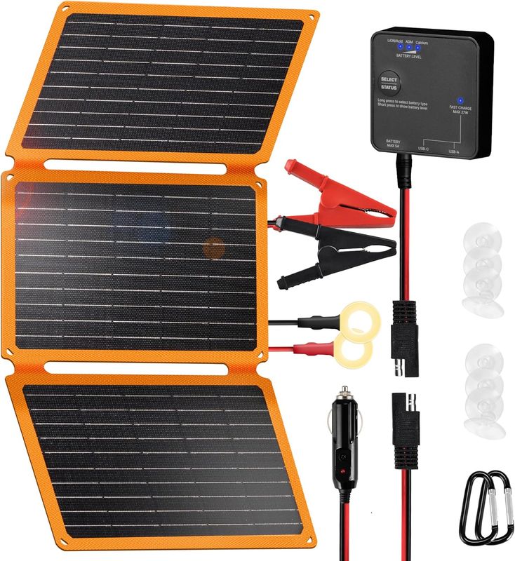 30W 12V Solar Panel Battery Charger and Maintainer for Car RV Boat