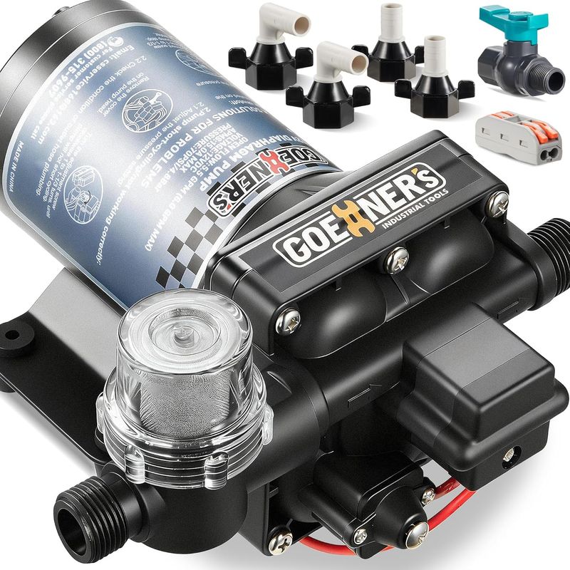 12V Diaphragm Water Pump 6.0GPM High Flow 70PSI for RV, Marine &amp; Camper