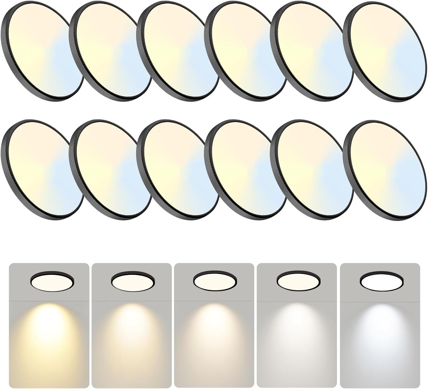 7.5 Inch LED Ceiling Light with 5CCT Selectable White Color Settings (12 Pack)