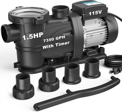 1.5HP  In/Above Ground Pool Pump with Timer &amp; Filter Basket 7350 GPH