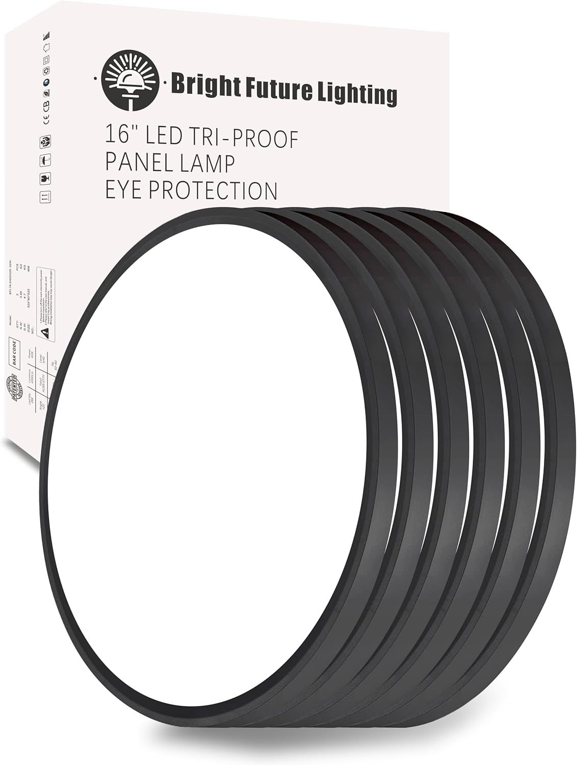 16 Inch LED Ceiling Lights 32W, 3480LM 3CCT Selectable Black 6 Pack