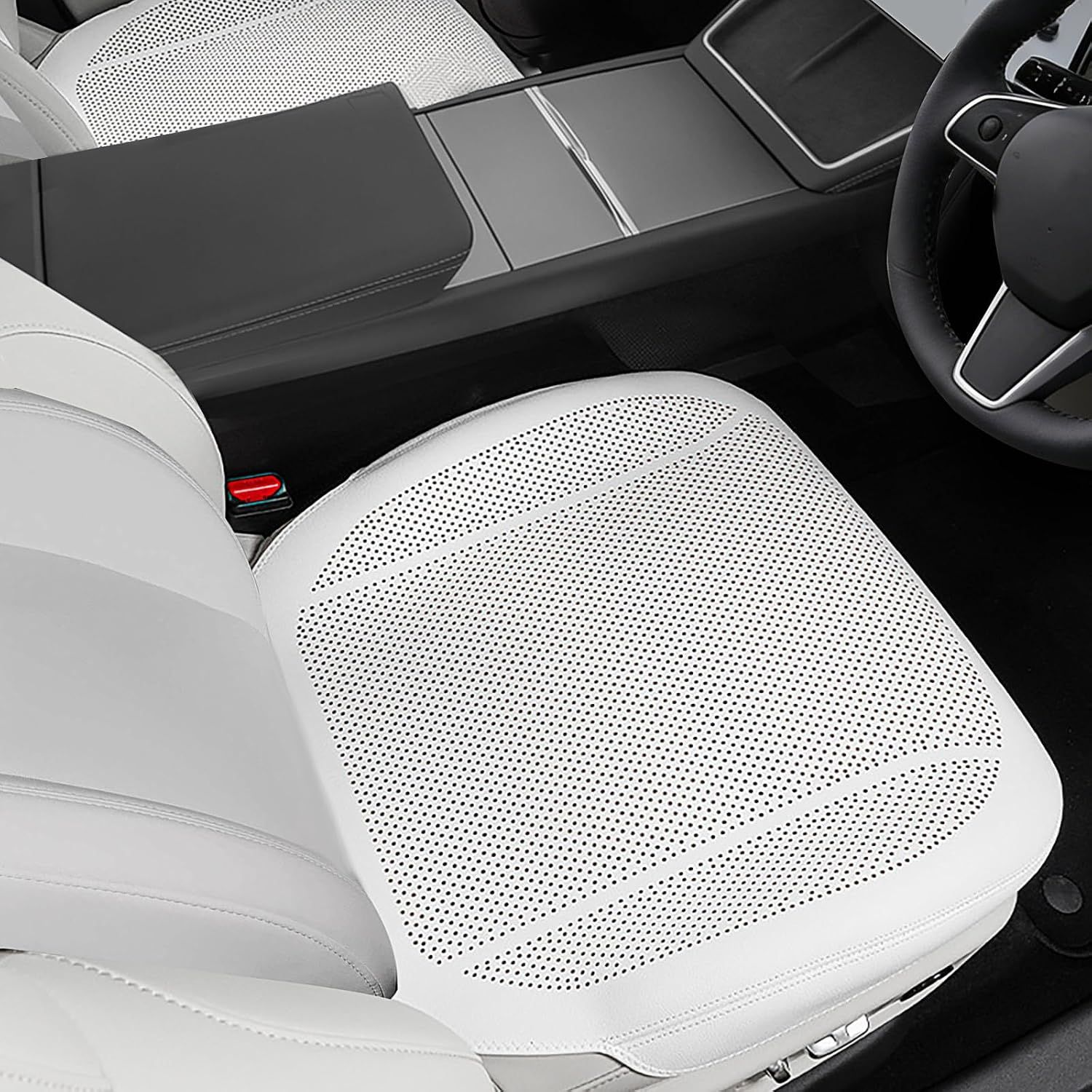 Tesla Model Y Juniper/3 Highland 2025-2026 Front Nappa Leather Seat Covers White Color 2PCS