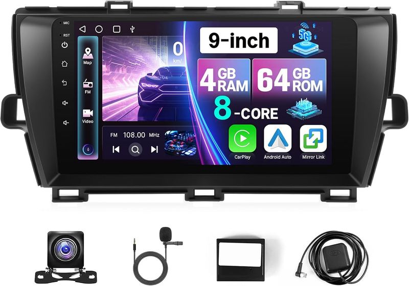 Toyota Prius 2010-2015 Screen 9 Inch Stereo With CarPlay, Android Auto &amp; Backup Camera