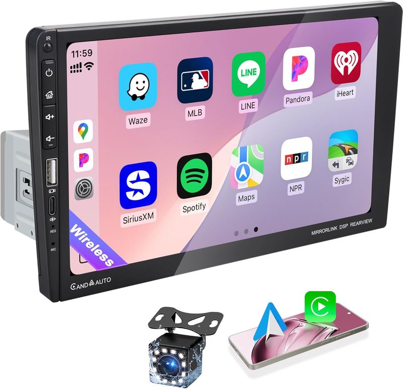 9 Inch Screen Stereo Single Din with CarPlay, Android Auto, Gps &amp; Backup Camera