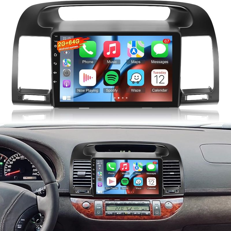 Toyota Camry 2002-2006 Screen 9 Inch Stereo with CarPlay, Android Auto &amp; Backup Camera