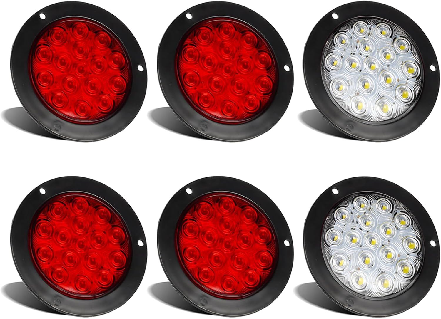 4 Inch LED Trailer Tail Lights 6 Pack Stop Turn Backup Lights