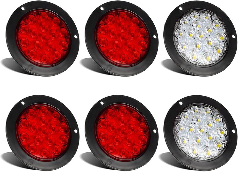 4 Inch LED Trailer Tail Lights 6 Pack Stop Turn Backup Lights