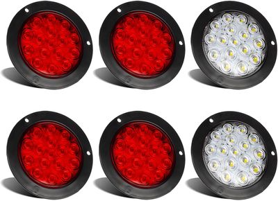 4 Inch LED Trailer Tail Lights 6 Pack Stop Turn Backup Lights