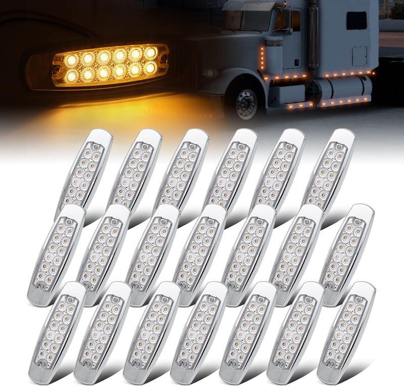 20 Pack Clear Lens Amber LED Marker Lights for Truck, Trailer, RV &amp; Camper
