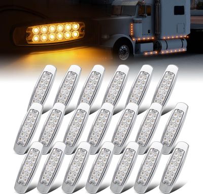 20 Pack Clear Lens Amber LED Marker Lights for Truck, Trailer, RV &amp; Camper