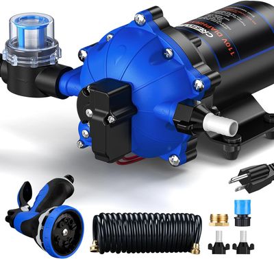 7 GPM Washdown Diaphragm Pump Kit 70 PSI with Spray Nozzle for Boats &amp; RVs
