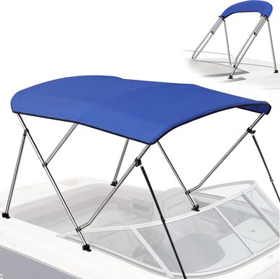 3 Bow Bimini Top 6FT Blue Boat Canopy 67-72 Inch Wide Marine Cover
