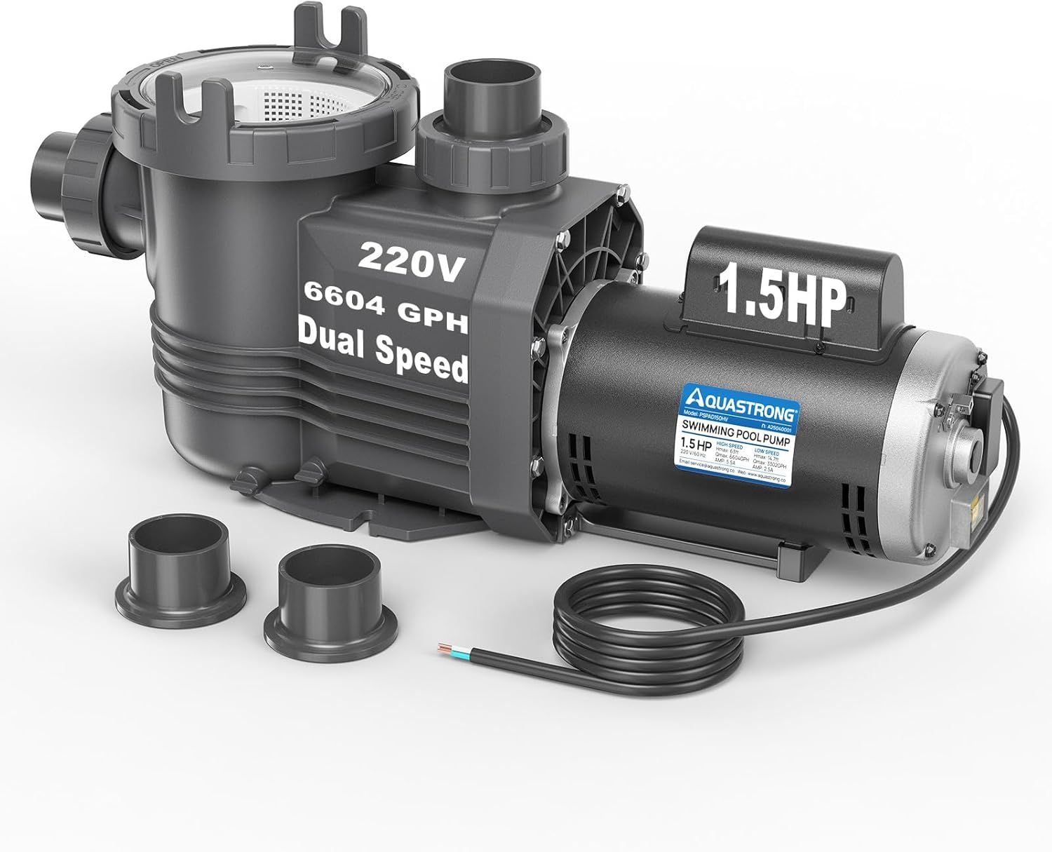 1.5HP In/Above Ground Pool Pump Dual Speed 220V 6604 GPH High Flow