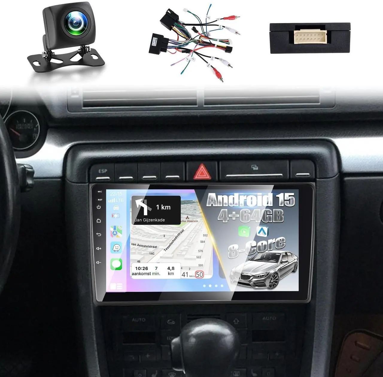 Audi A4 S4 RS4 2002-2008 Screen 9 Inch Stereo with Android, CarPlay, GPS &amp; Backup Camera