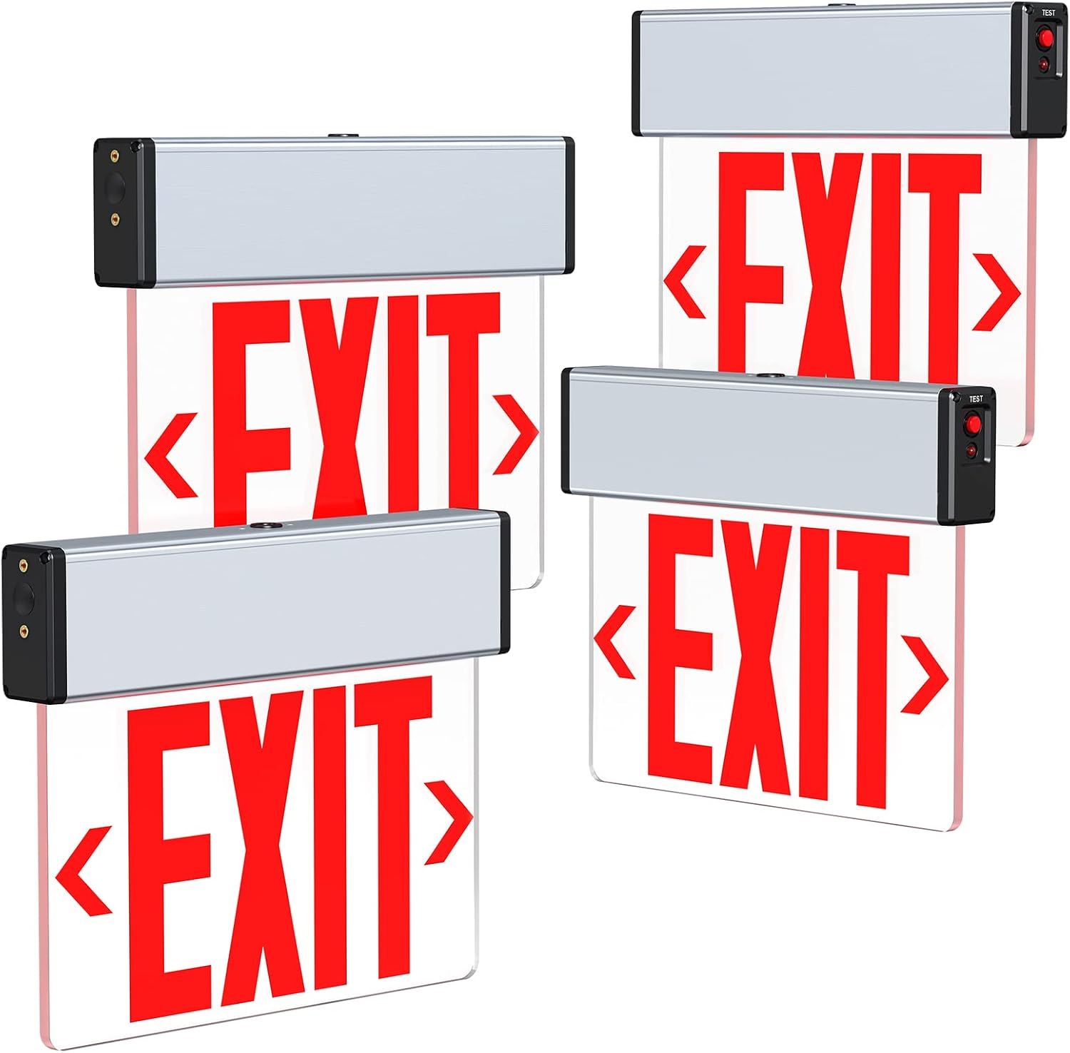 Red LED Exit Sign 4 Pack with Battery Backup UL Listed