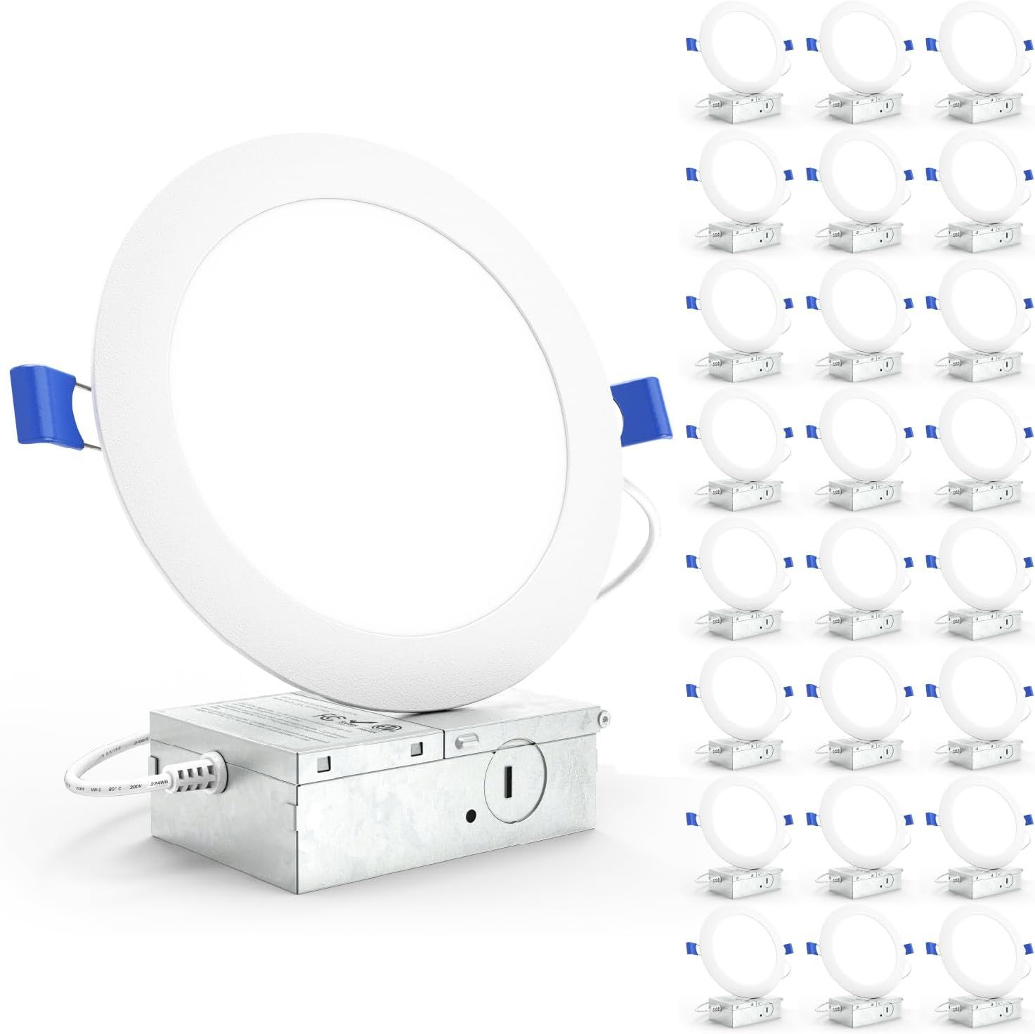 6 Inch LED Recessed Ceiling Lights 24 Pack Canless Dimmable 6000K