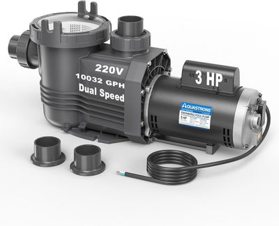 3HP Pool Pump 220V 10032 GPH High Flow with Filter Basket for In/ Above Ground Pools