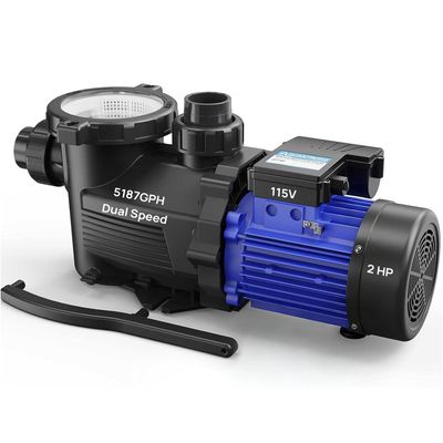 2HP Pool Pump 115V Dual Speed 5186 GPH with Filter for In &amp; Above Ground Pools