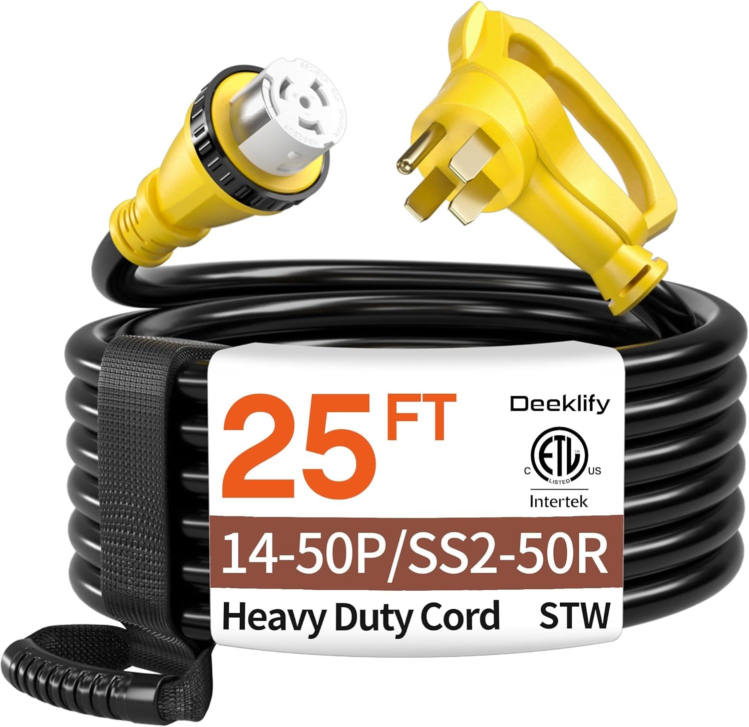 25FT 50 Amp RV Generator Extension Cord NEMA 14-50P