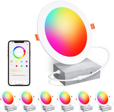 6 Inch Smart LED Recessed Lights RGB Color Changing 6 Pack