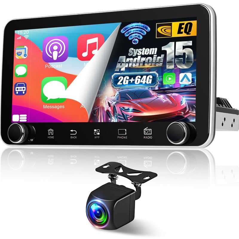 10.36 Inch Single DIN Stereo with Android, CarPlay, GPS &amp; Backup Camera