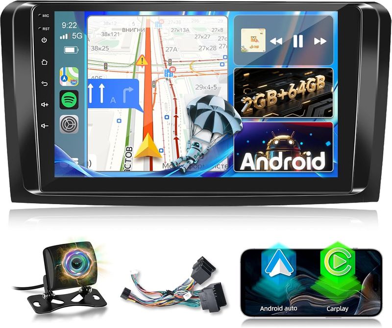 Mercedes ML GL W164 X164 2005-2011 9" Stereo with CarPlay &amp; Backup Camera