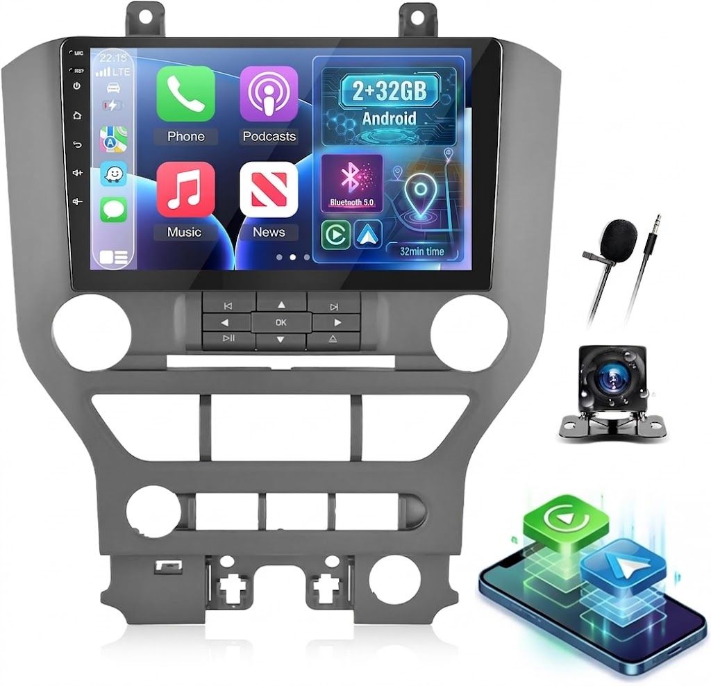 Ford Mustang 2015-2020 9" Stereo with CarPlay &amp; Backup Camera