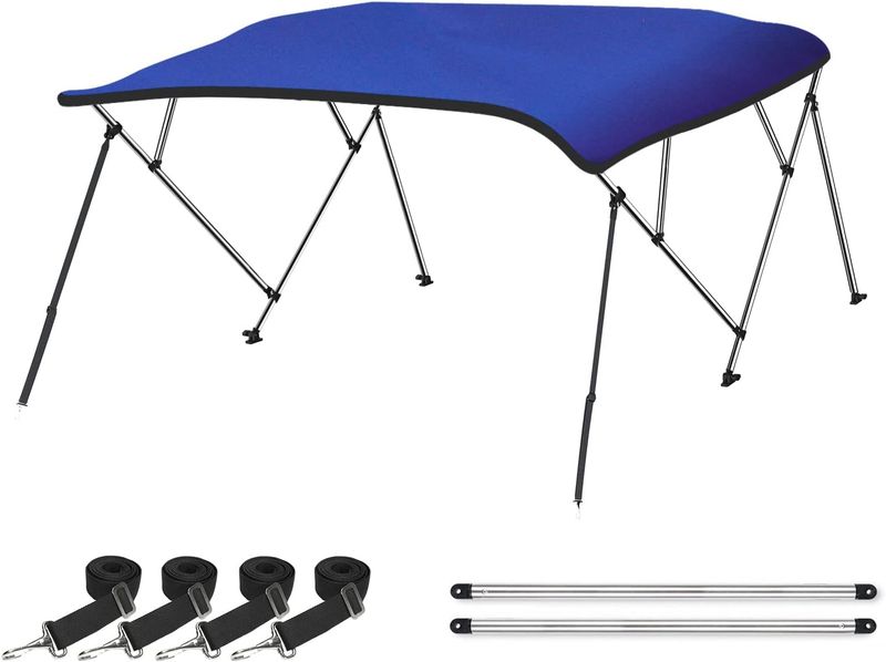 Boat Bimini Top 3 Bow 6' x 46" x 67-72" Blue Boat Bimini Top 3 Bow 6' x 46" x 67-72" Blue