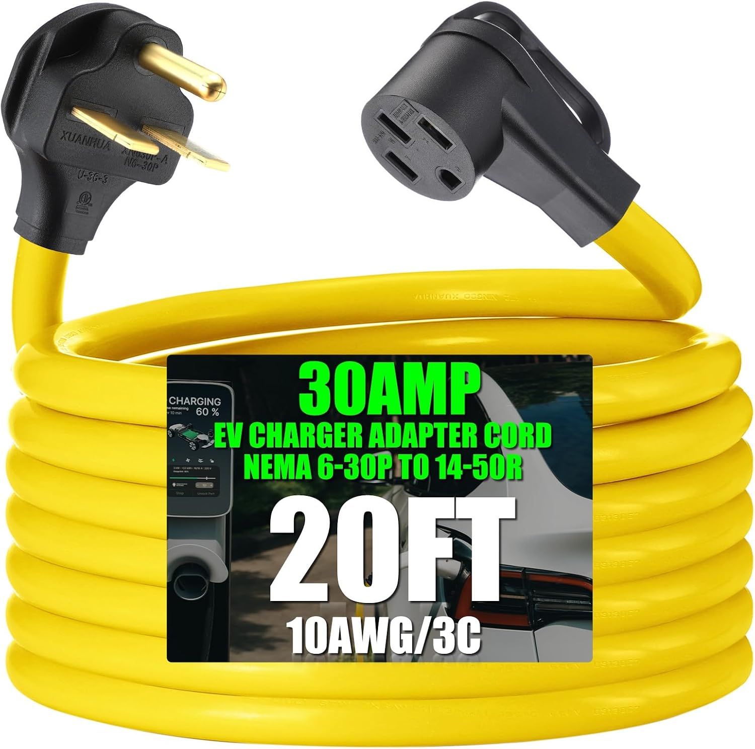 20FT EV Charger Adapter Cord NEMA 6-30P to 14-50R