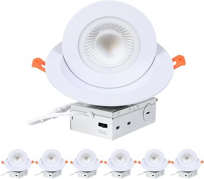 6 Inch LED Gimbal Recessed Light 6 Pack 5CCT &amp; Dimmable