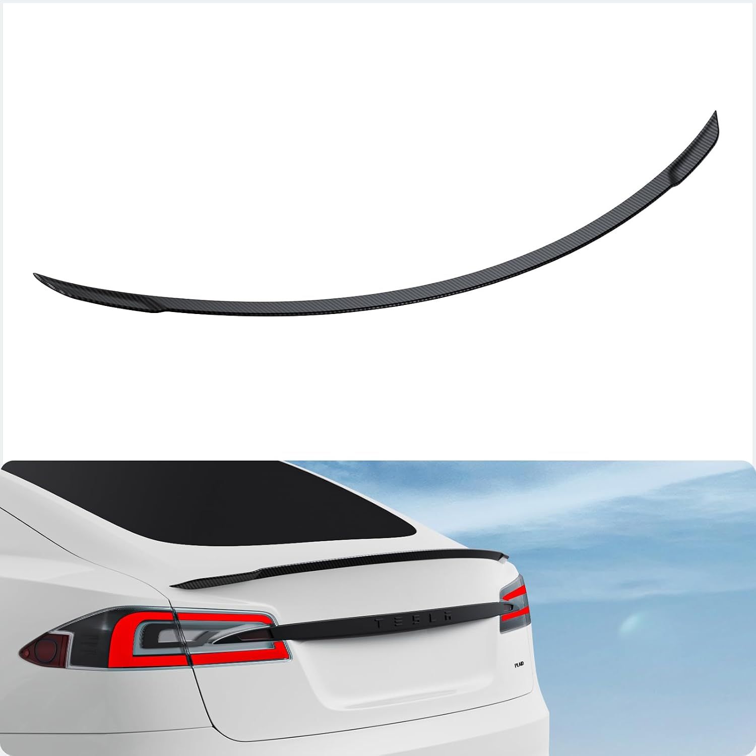 Tesla Model S Performance 2022-2026 Rear Spoiler Matte Carbon Fiber