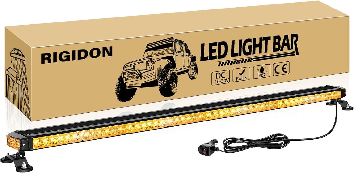 49" Amber Rooftop Emergency Warning Light Bar Magnetic Base
