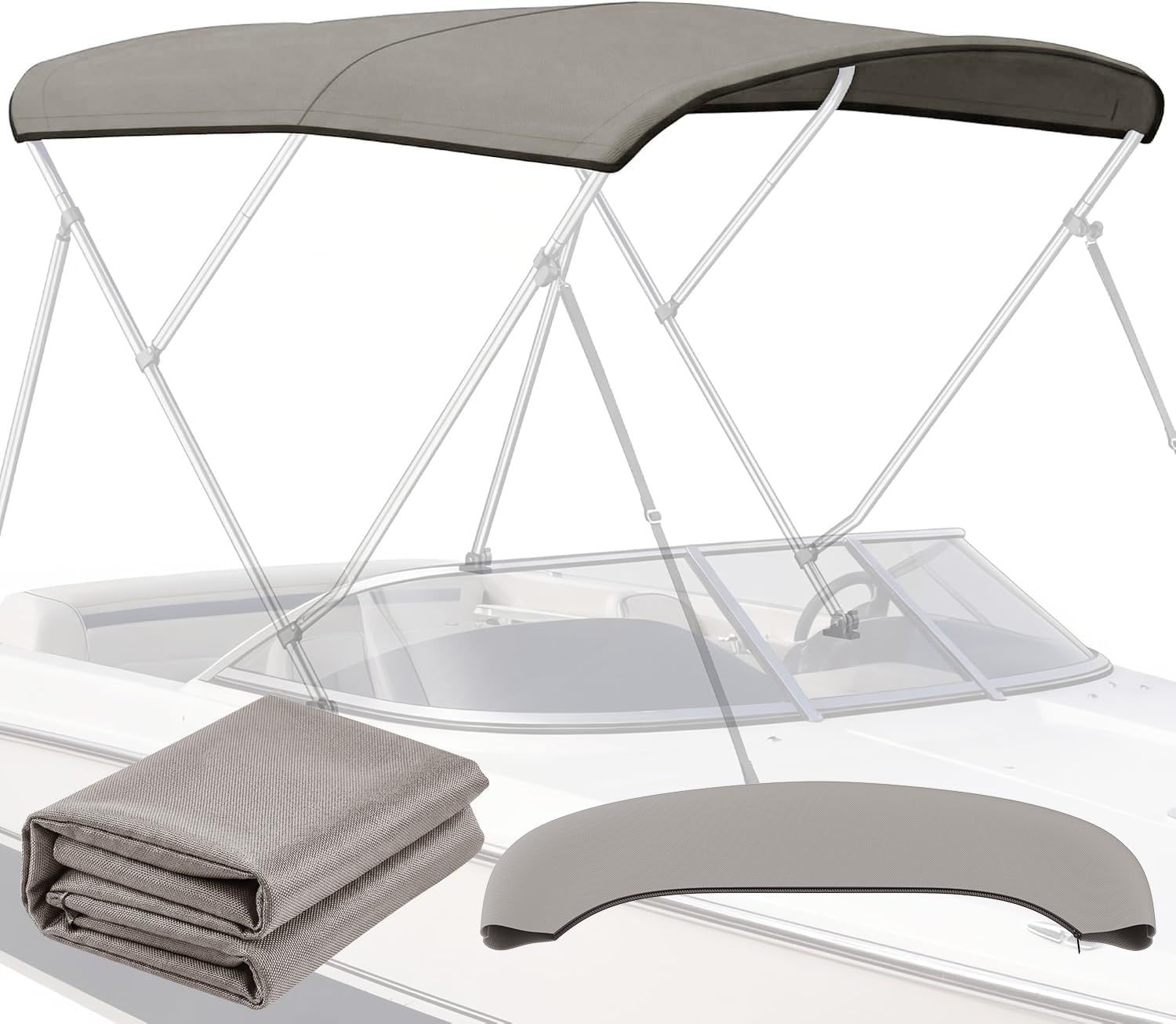 3 Bow Bimini Top Replacement Cover 6'L x 46-54"W Gray