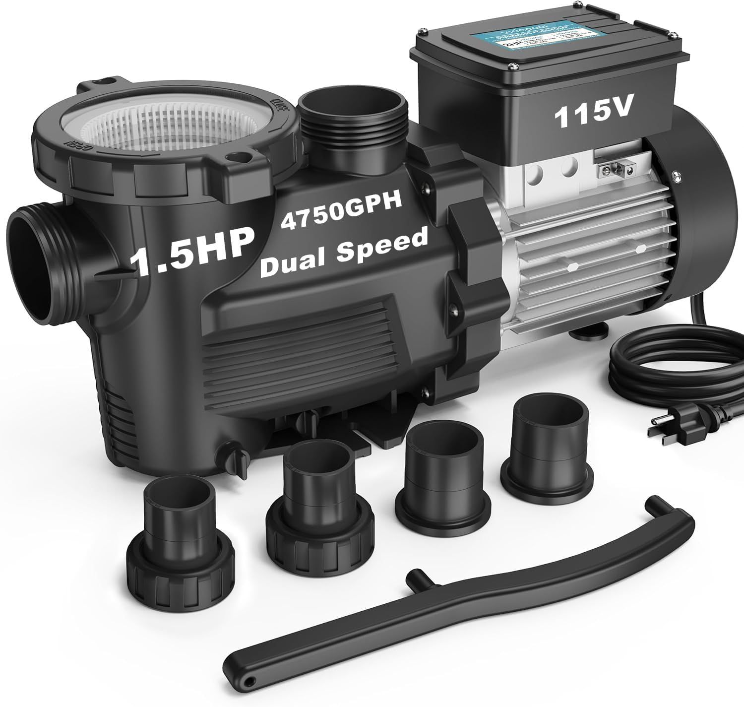 1.5HP Inground &amp; Above Ground 115V Pool Pump 4750 GPH Dual Speed