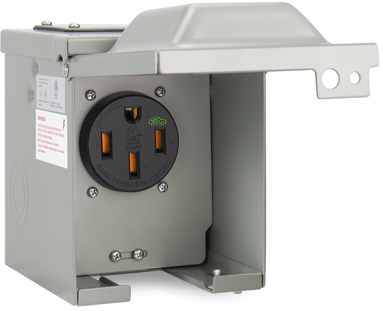 50 Amp EV Charging Outlet Box NEMA 14-50R Weatherproof Lockable