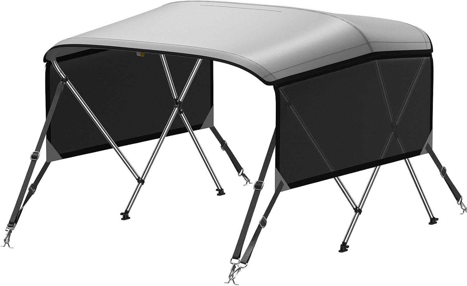 3 Bow Bimini Top 6'L x 46"H x 61-66"W with Mesh Sidewalls (Dark Gray)
